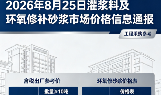罗江2026年8月25日灌浆料及环氧修补砂浆市场价格信息通报